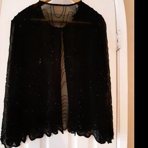 Black Silk Beaded Evening Jacket